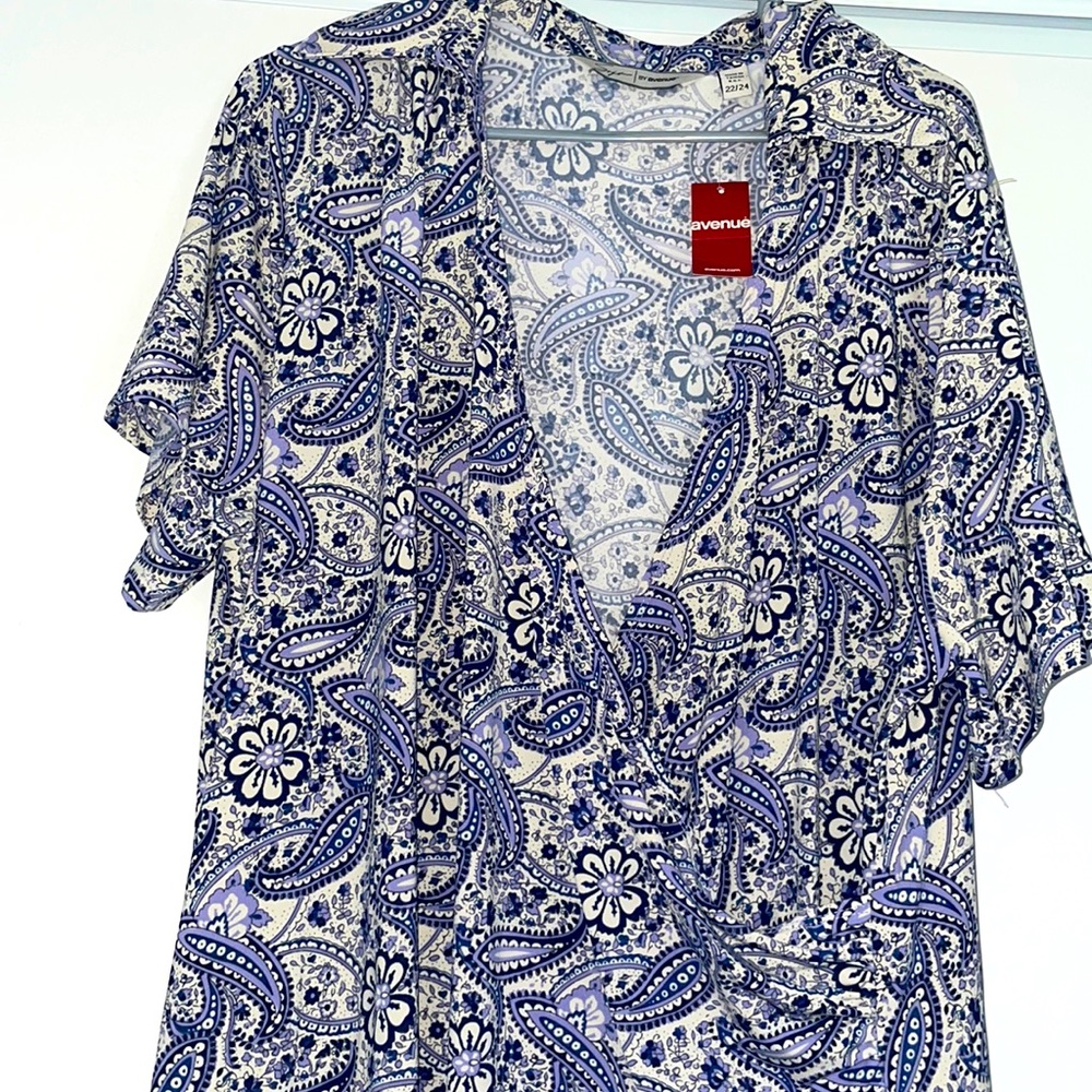 Avenue Purple and White Paisley Midi Dress